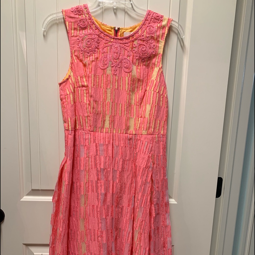 Tracy Reese dress peach & yellow